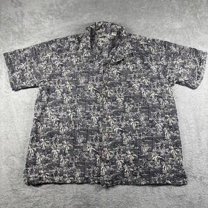 Batik Bay Shirt Reverse Print Hawaiian Aloha Tropical Leaf Men's Size XL